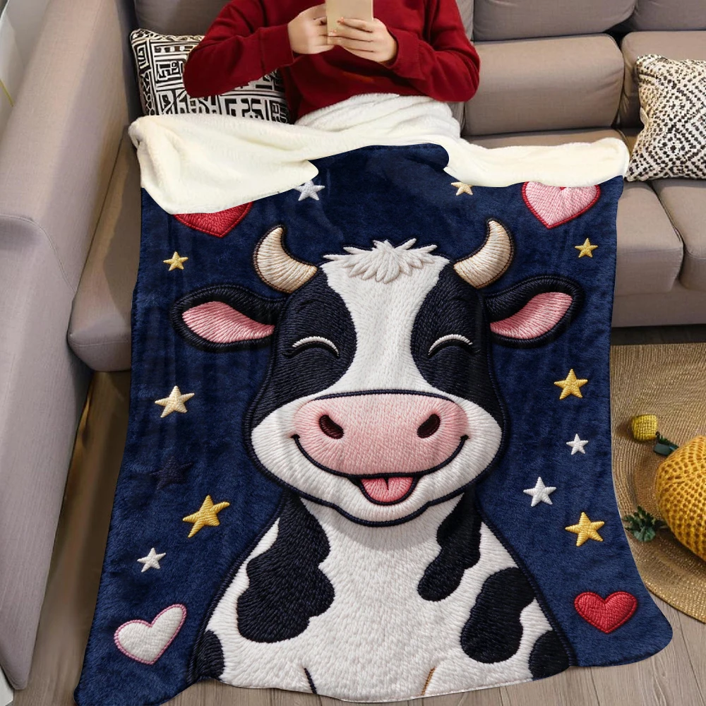 Stitch Cream Star Warm Flannel Fleece Blanket Thick Soft Cozy Throw Blanket for Winter Bed Couch Plush Bedspread