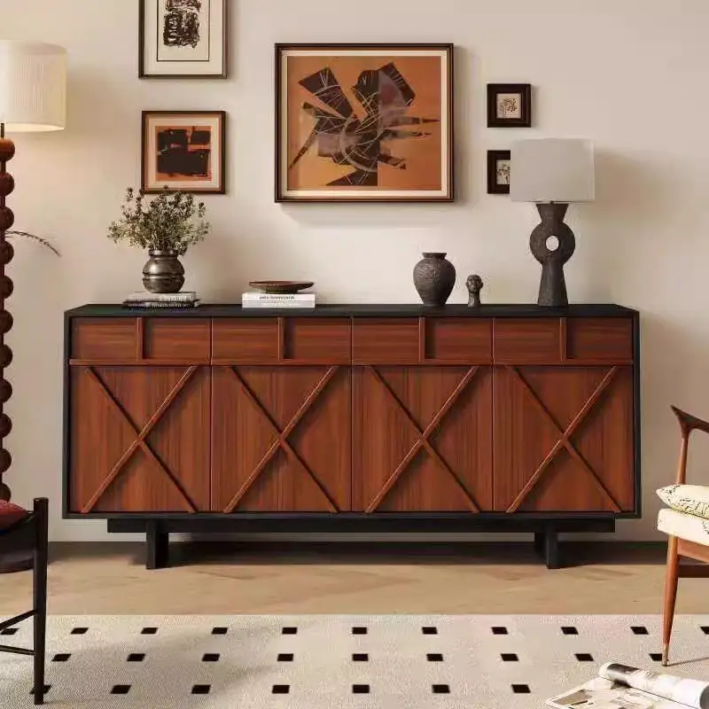 vintage integrated wall-side storage cabinet, coffee machine cabinet