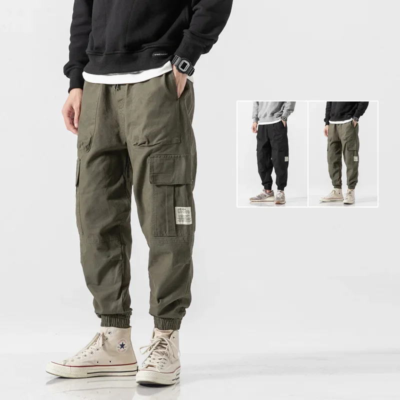 

Style Vintage Men's Cargo Pants Spring Autumn Ins Trendy Brand Versatile Tied Feet Trousers Men Trendy Gathered Mouth Pants