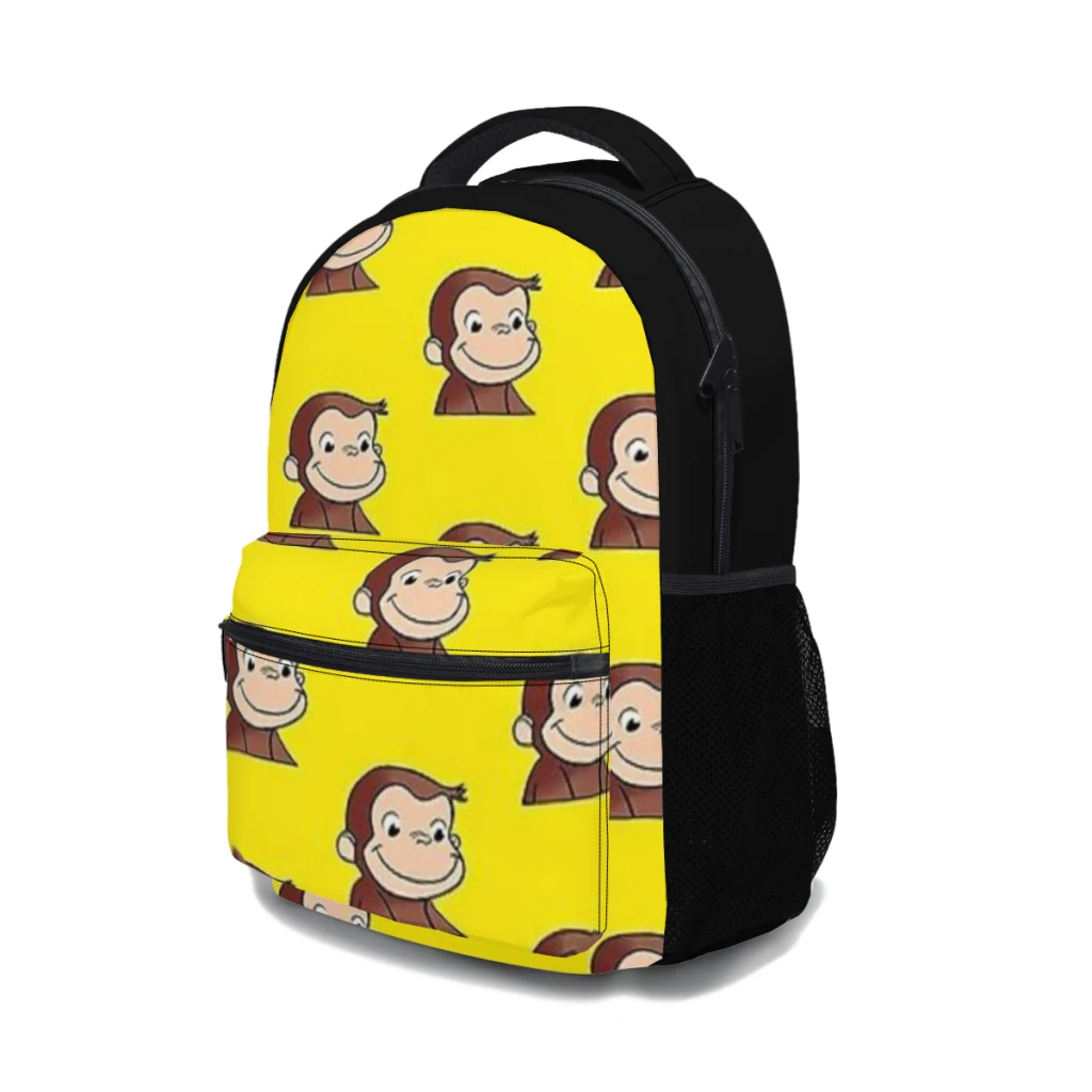 Mochila para meninas do Curious George, mochila escolar de grande capacidade para estudante, estudante do ensino médio de 17"