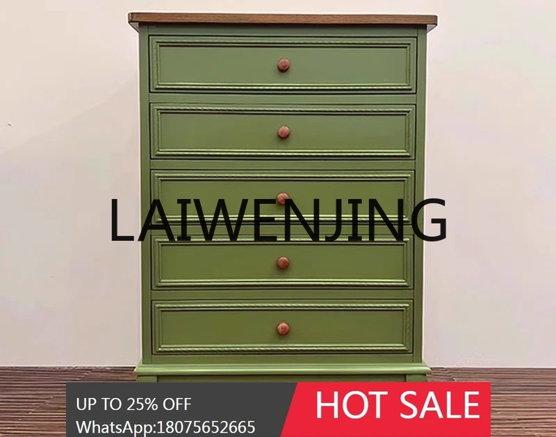 American-Style Bedroom Chest of Drawers Nordic Hallway Storage European-Style Mediterranean Furniture Retro Painted Home Cabinet