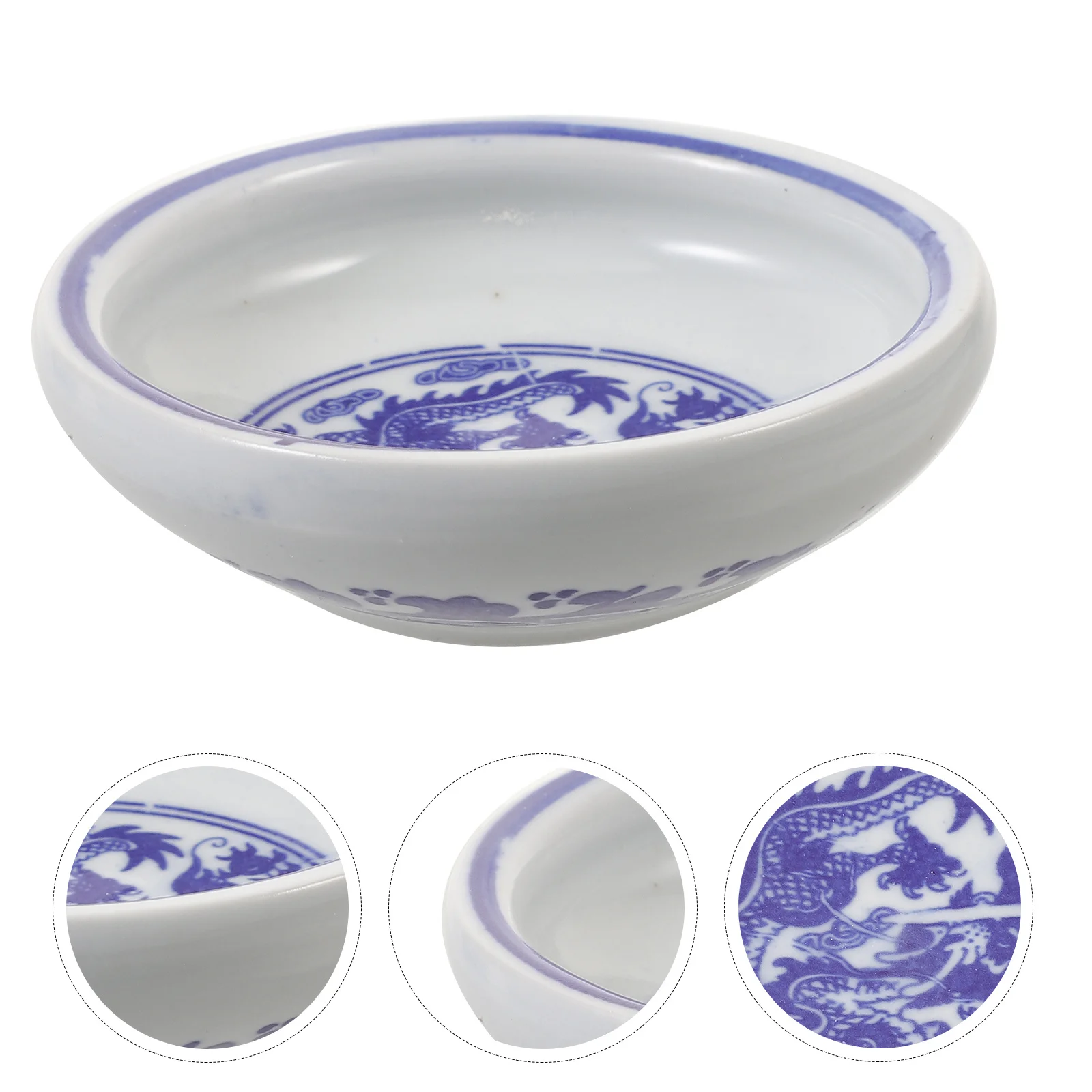 

1Pcs Durable Blue White Porcelain Ink Dish Elegant Ceramic Ink Plate for Calligraphy Brush Pen Wash Office Stationery
