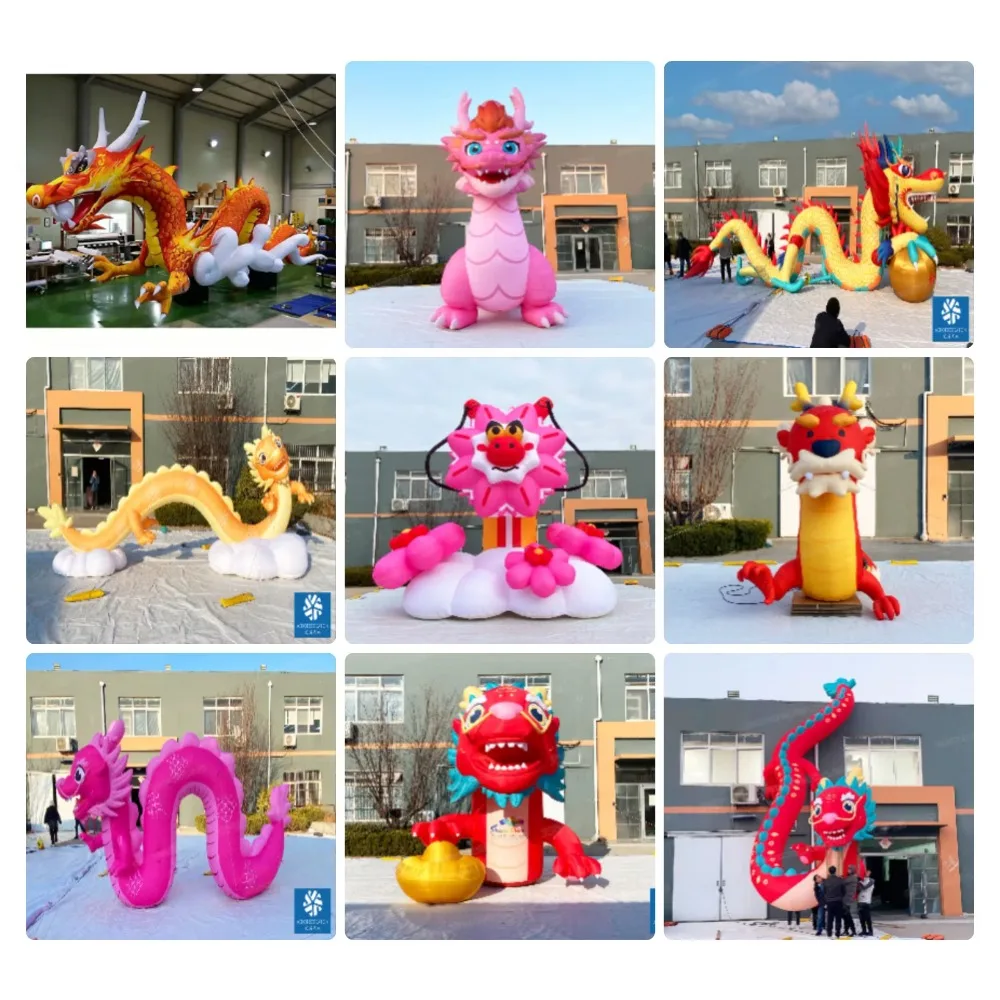 Colorful Giant Inflatable Dragon Artistic Cartoon Character Festive Wall Decorative Light for Event Advertising Inflatables