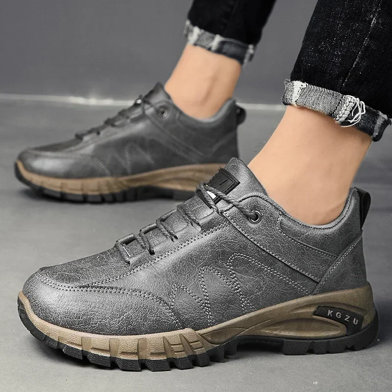 Sapatos casuais de couro masculino, com renda, Plataforma, Caminhada, Exterior, Aumentar altura, Tênis masculinos, Nova moda, 2023