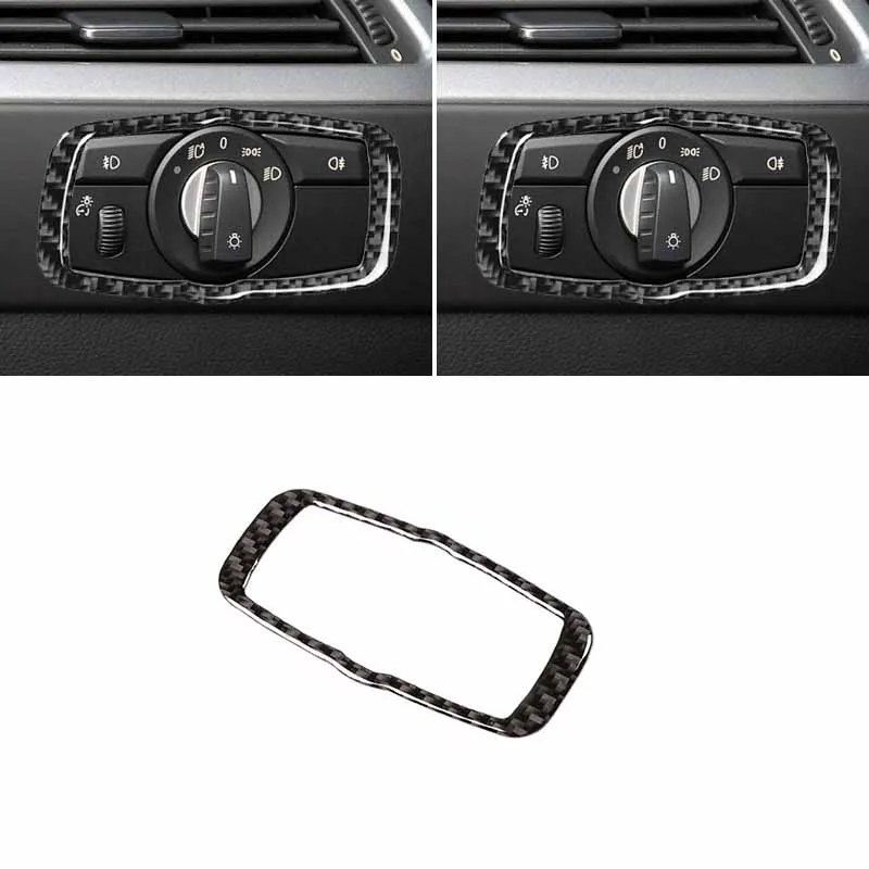 

For BMW 5 Series E60 E61 2004 2005 2006 2007 2008 2009 2010 Carbon Fiber Car Interior Headlight Switch Frame Cover Trim