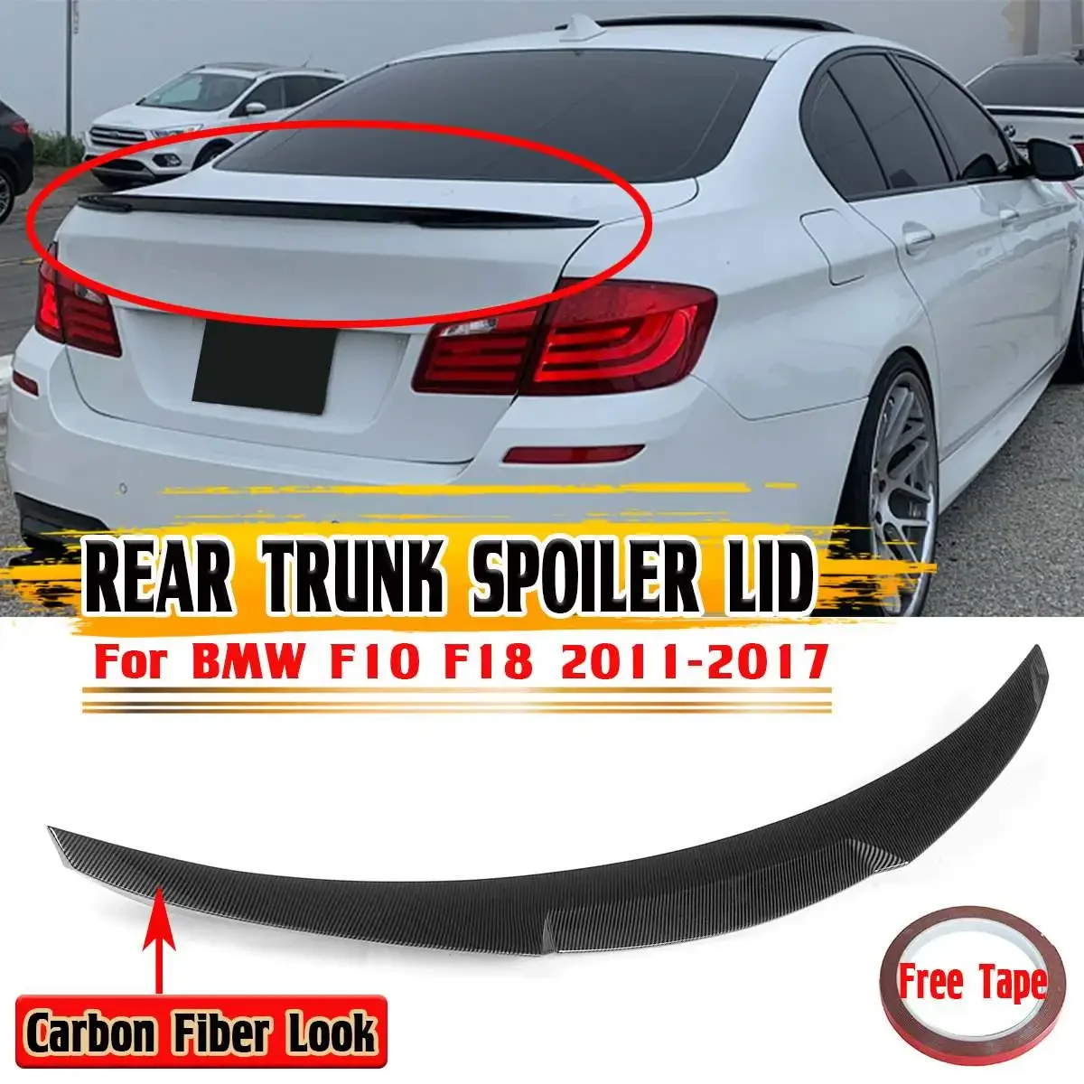 High Quality F10 Car Rear Spoiler Wing Trunk Lip For BMW F10 5 Series 2011-2017 M4 Style Rear Trunk Roof Lip Spoiler Wing Lip