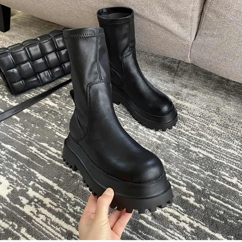 2023 Winter Chunky Platform Heels Long Boots Round Toe Zipper Thick Sole Ladies Fashion Winter Women\'s Knee High Platform Boots