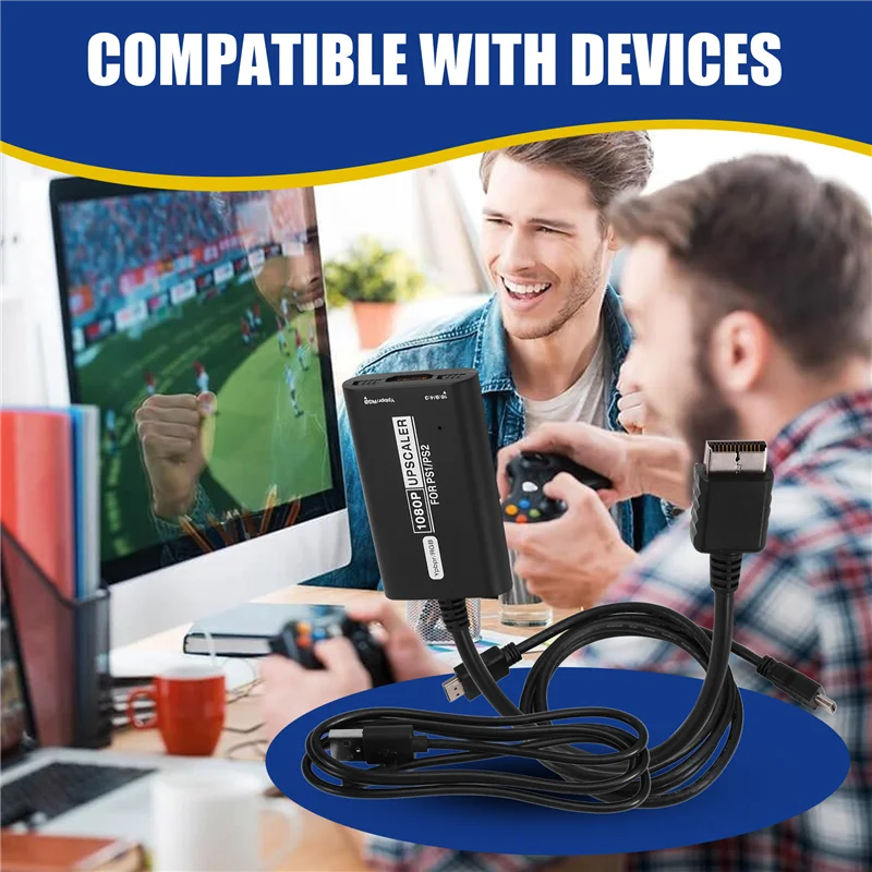 1080P لـ PS1 / PS2 RGBS / YPBPR محول HD عالي الدقة مع مفتاح نسبة 16:9 4:3