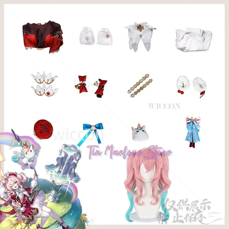 

a7d@Game Honkai: Star Rail Cosplay Hyacine Anime Costume Kawaii Red Pink Lolita Lovely Uniform Jirai Kei Girls Wig Shoes customi