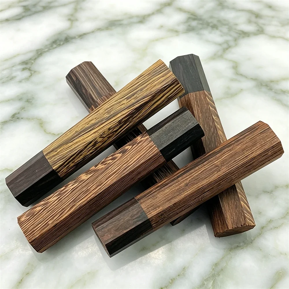 Stabilized Wenge Wood Handle Blank Hand Polished Natural Zebra Grain for DIY Knife Making