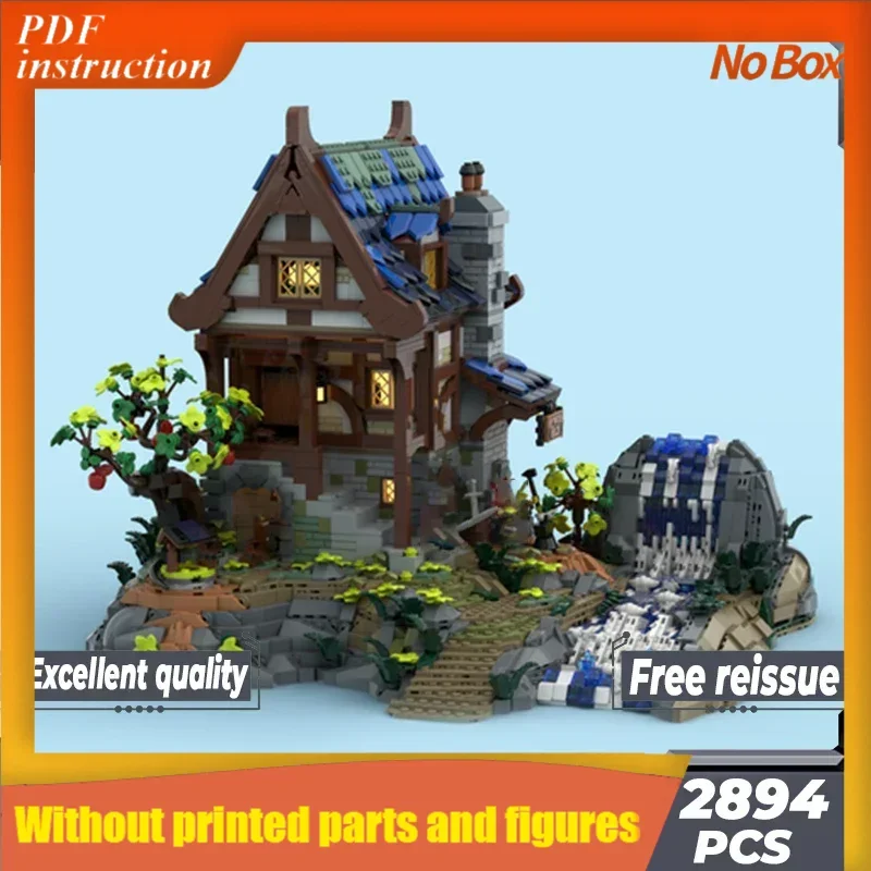 

Рождественская средневековая модель с видом на улицу Moc, строительные кирпичи, средневековая ковальская технология, модульные блоки, подарочная игрушка, набор «сделай сам», сборка