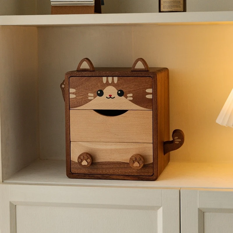 

Solid wood desktop storage box, drawer type sundries organizing box, office