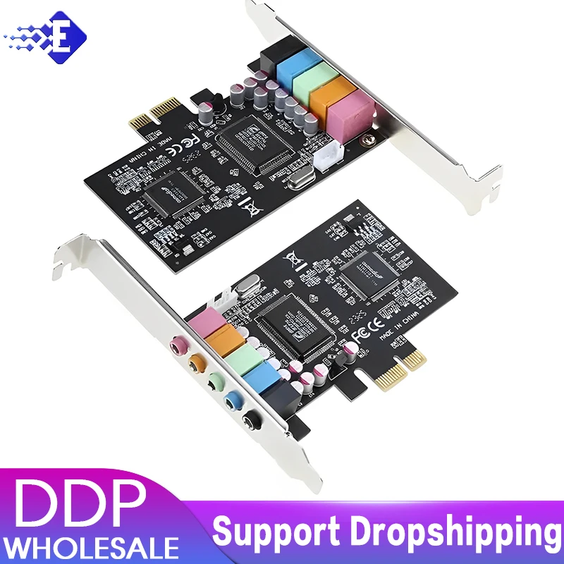 

PCI-E 5.1 Sound Card Computer PCIE 5.1 Channel 3D Audio 6 Channels 3D Games Music Digital Sound Card PCI Express 5.1 CH 24Bit