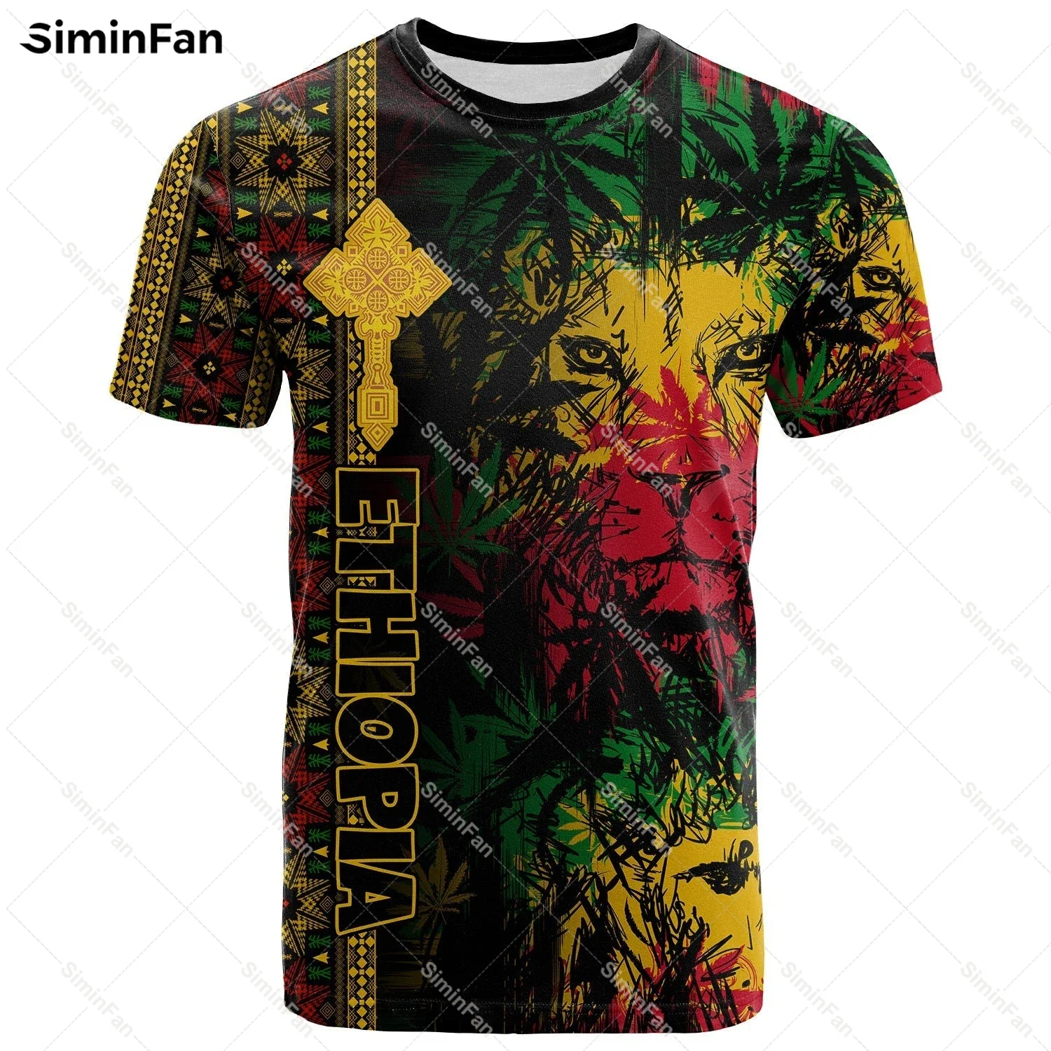 Ethiopian Tibeb Pattern Style 3D Printed T-Shirt Men Tshirts Summer Round Neck Tee Female Casual Top Unisex Shirts Streetwear