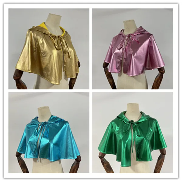 

Halloween Silver Short Cape with Tie-On Pointed Hat Role-Playing Costume Women's Fashionable Chinese Stage Performance Clothing