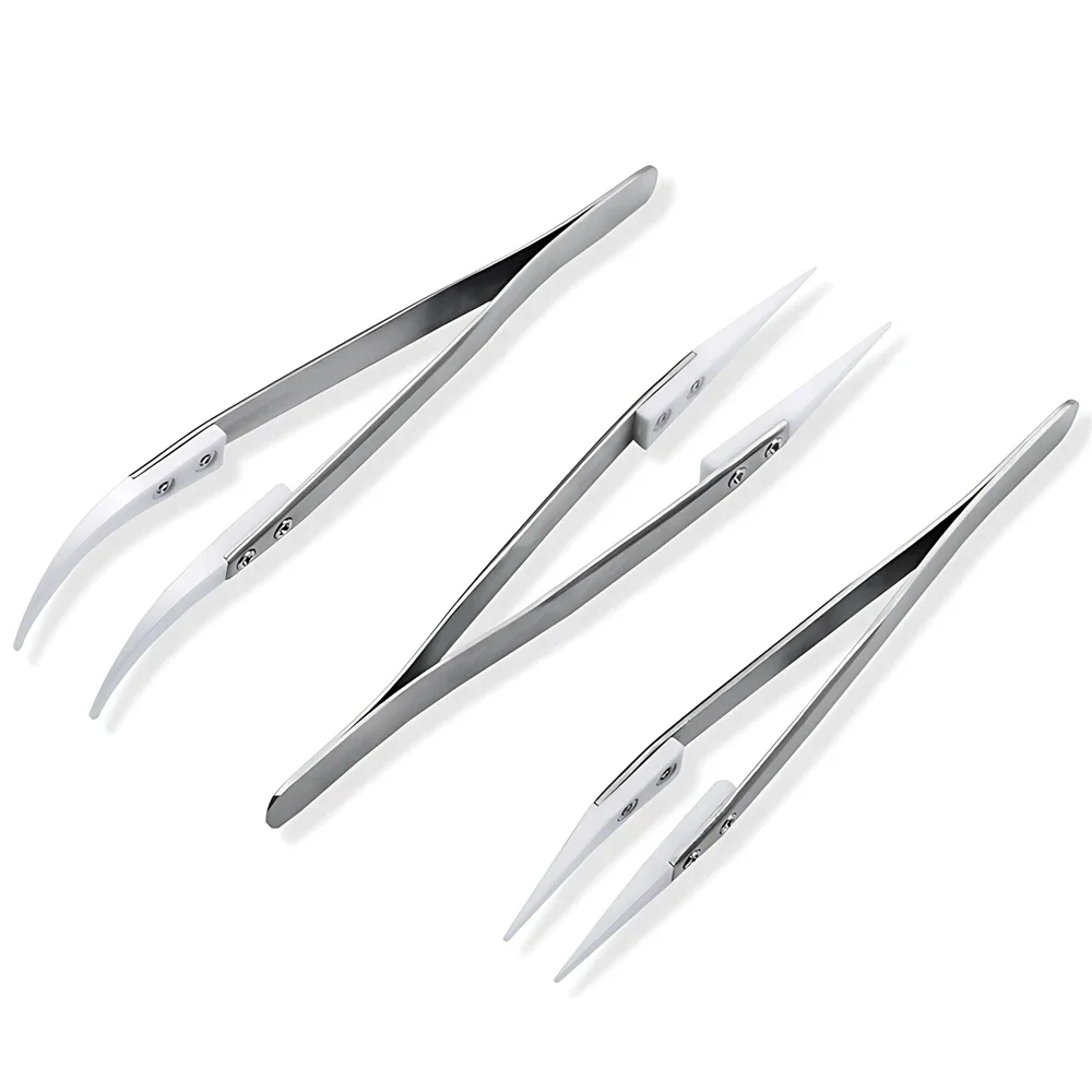 New Non Conductive Ceramic Tweezers IC SMD SMT Tweezers Heat Resistant 1000 Degree Hand Tools