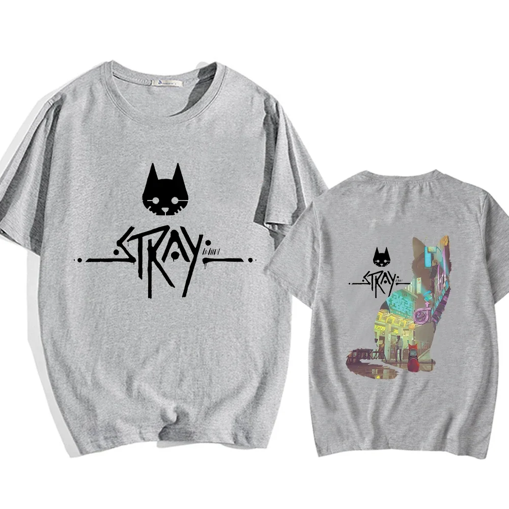 Neues Stray Game Cat Harajuku Casual T-Shirt für Damen, lässige Mode, locker geschnitten, niedliche Katze, Rundhalsausschnitt, reine Baumwolle, Kurzarm-T-Shirt – Detail 4