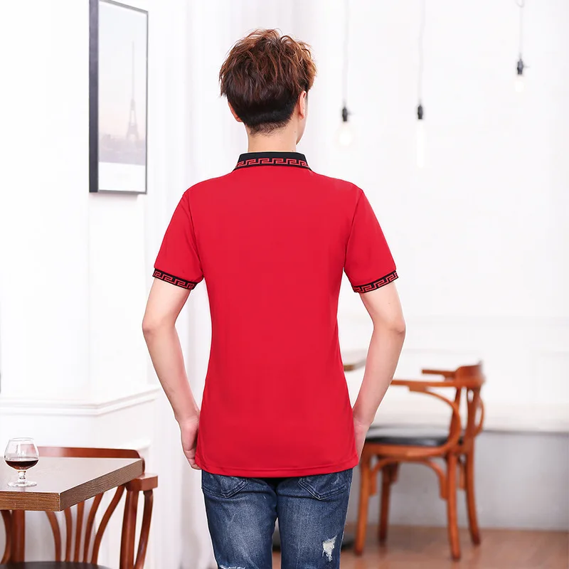 New Waiter Short-Sleeved T-shirt Custom Logo Restaurant Hot Pot Restaurant Milk Tea Coffee Shop Restaurant V-neck Working Clothe