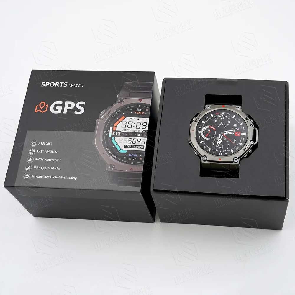 2025 GPSアウトドアスポーツスマートウォッチ 心拍数 血中酸素 BT通話 1.43インチ AMOLEDスクリーン 5ATM防水 Relojスマートウォッチ DM58