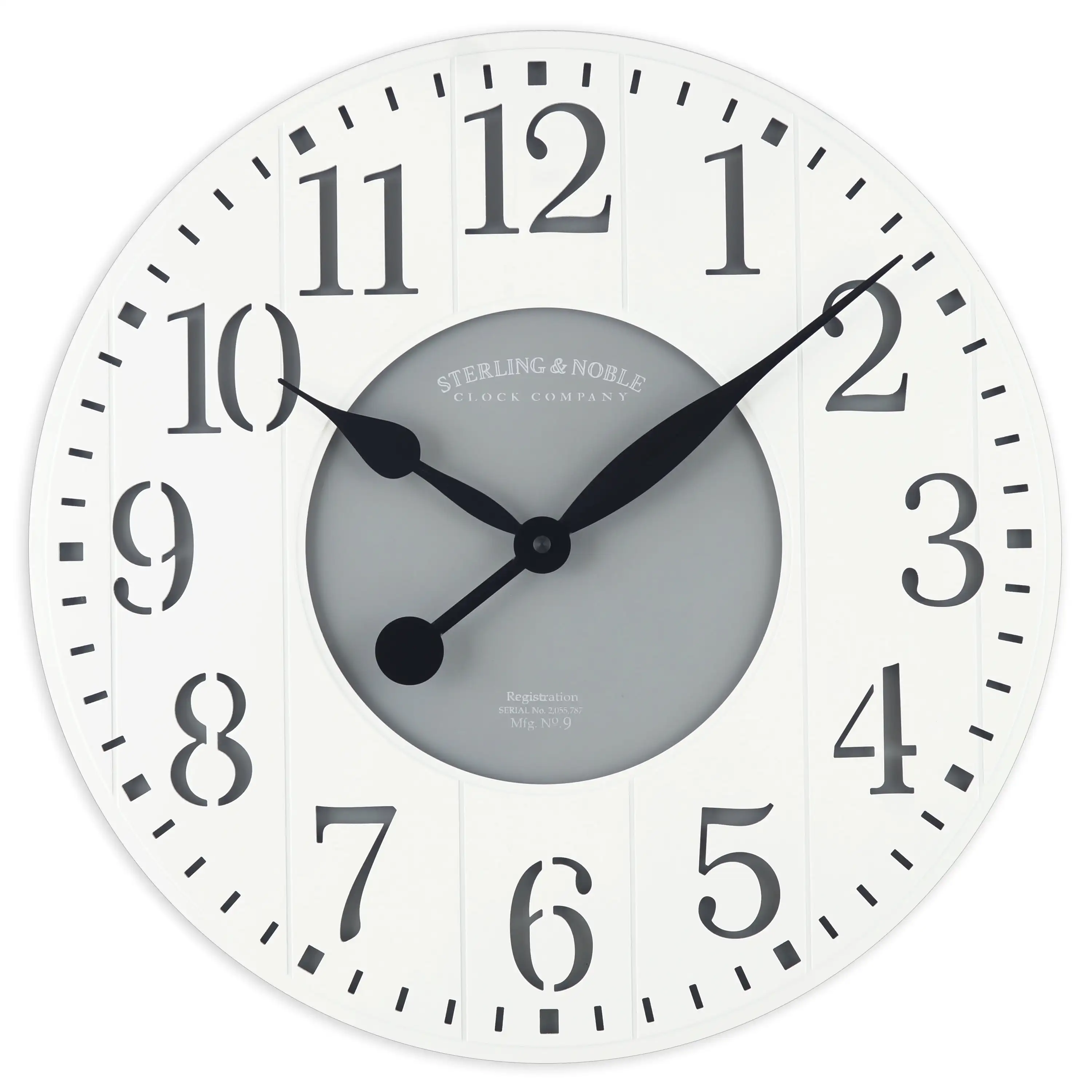 

Indoor Round 23.5" White and Gray Arabic Wainscot Farmhouse Analog Wall Clock Designed for Indoor Use Only