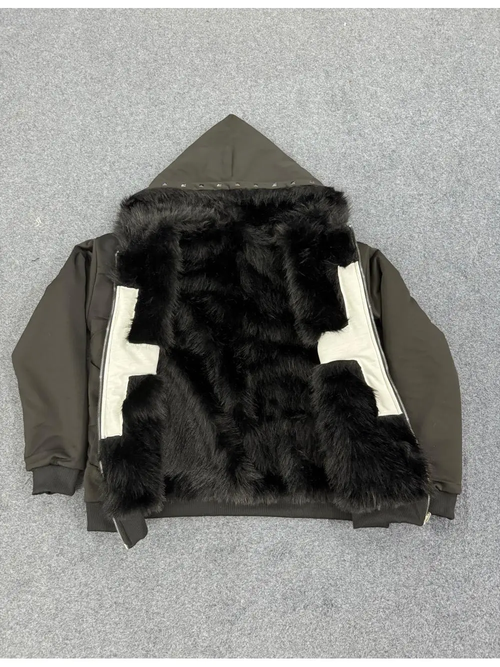 

Y2K Street Retro Hairy Hoodie 2026 Autumn/Winter Solid Color Double sided Wearing Punk Trendy Fashion Hoodie Gothic style niche