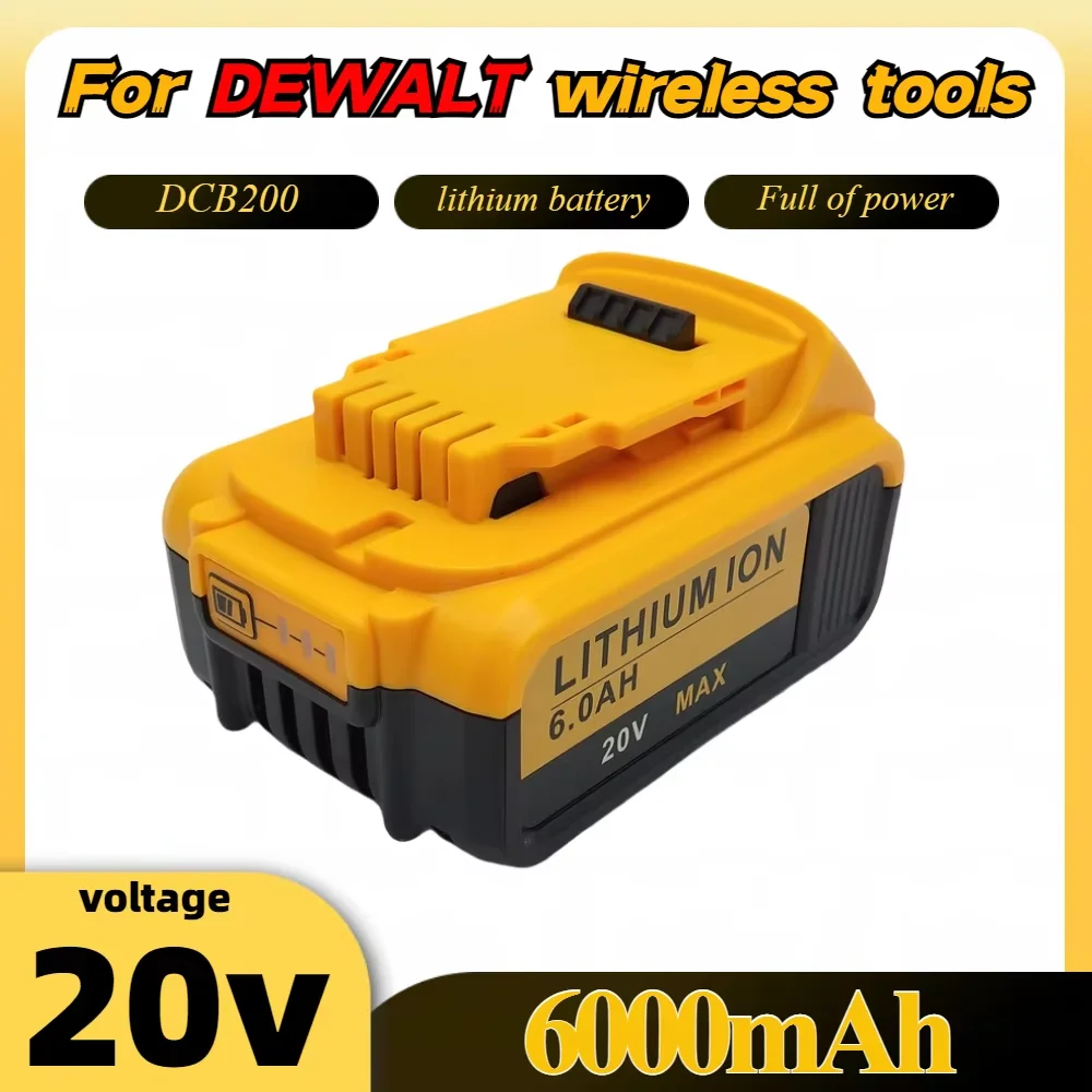 

DCB200 20V 6000mAh Lithium Rechargeable Battery For DEWALT 18V 20V DCB184 DCB182 DCB180 DCB181 DCB182 DCB201 DCB206