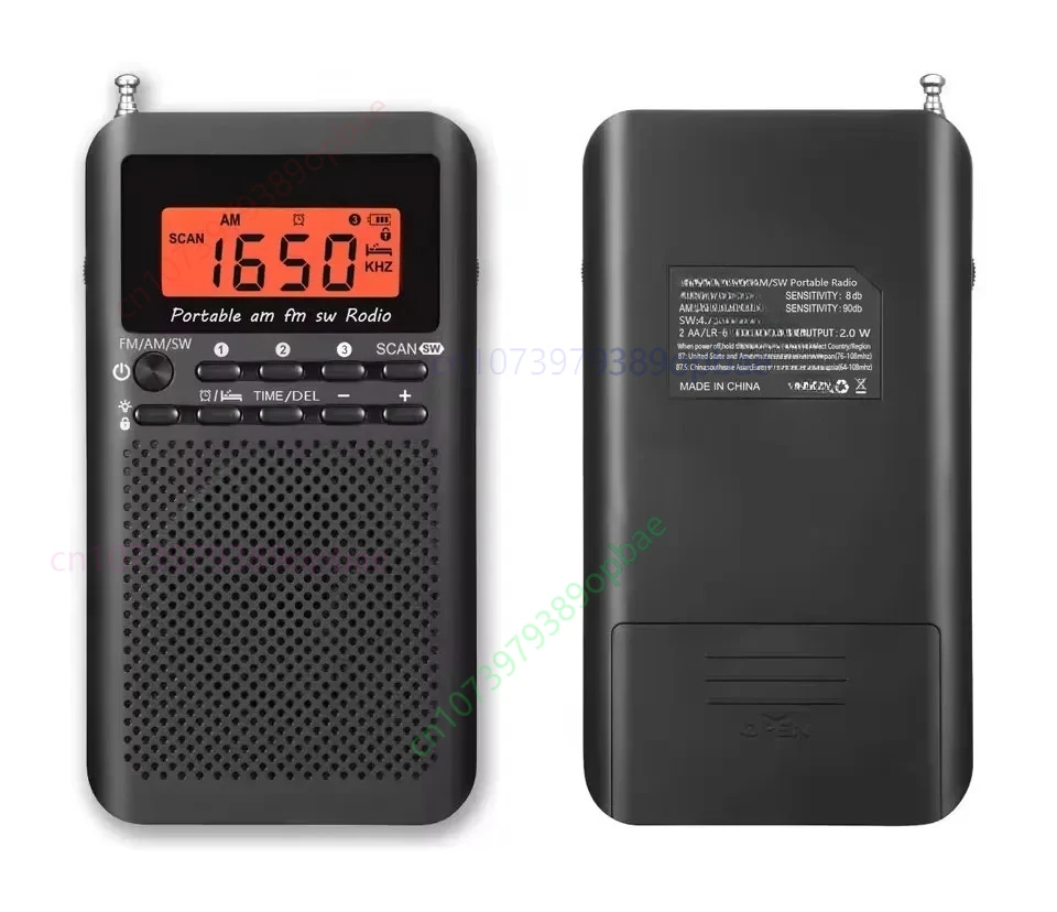 For RD218 FM/AM/SW Radio Portable Battery by 2 AA ,Stereo Earphone, LCD Display Digital Alarm Clock sleep