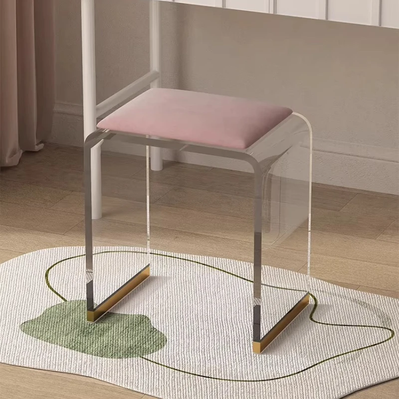 Dressing stool Light luxury acrylic transparent chair Enter the door Shoe change stools vanity chair ottoman bedroom furniture - view 3