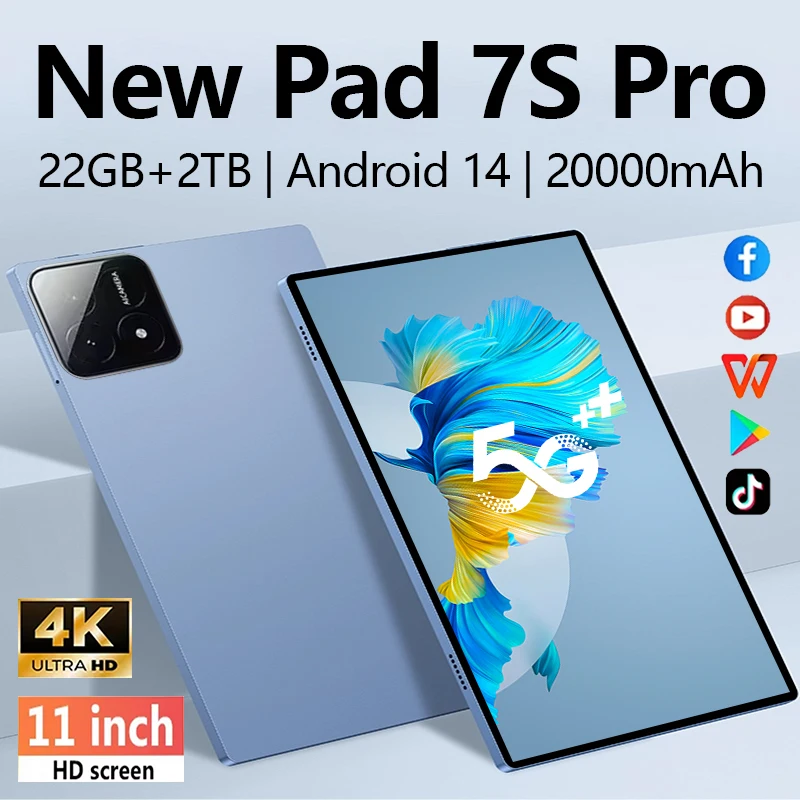 

2025 Глобальная версия Pad 7S Pro Планшетный ПК 11 дюймов Android 14 22 ГБ 2 ТБ Детская вкладка 20000 мАч WiFi 5G Dual SIM Dual Kids Tablet PC