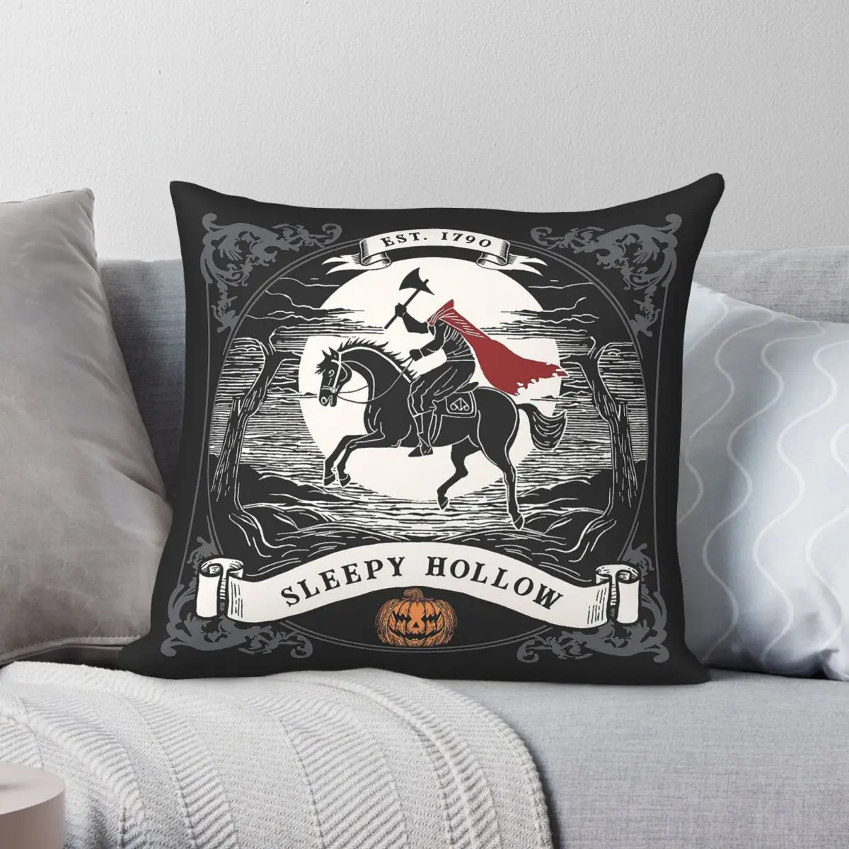 Headless Horseman Sleepy Hollow Square Pillowcase Polyester Linen Velvet Creative Zip Decor Throw Pillow Case Sofa Cushion Cover