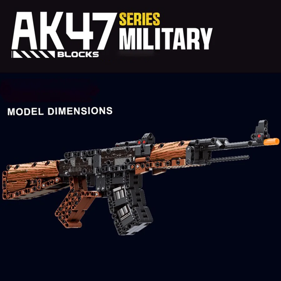 

Игрушечный пистолет из строительных блоков. Игрушечный пистолет AK47, коричневый пистолет. Украшение рабочего стола с оружием, подарки для семьи и друзей.