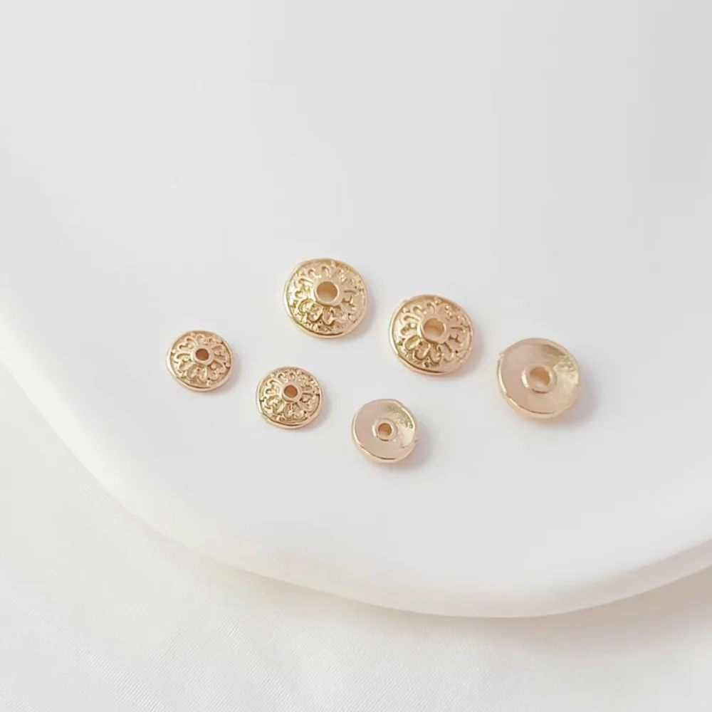 14K Gold-plated Small Daisy-shaped Flat Piece Bracelet, Necklace, Braided Rope, DIY Patterned Flower Holder Accessory
