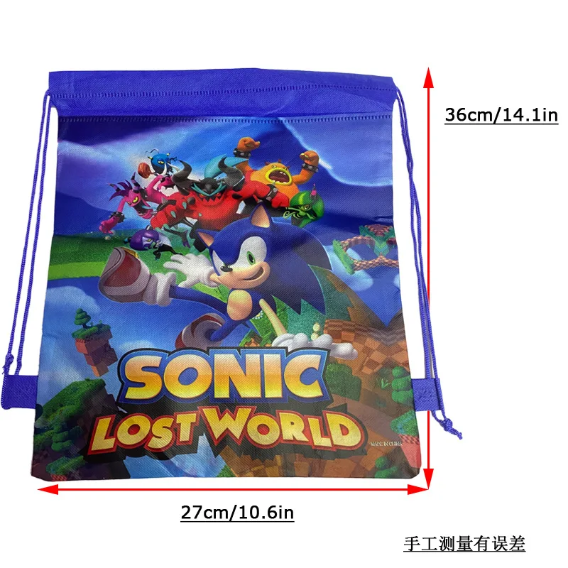 Sonic The Hedgehog Theme Non-woven Bag Fabric Backpack Child Travel School Bag Decoration Mochila Drawstring Gift Bag