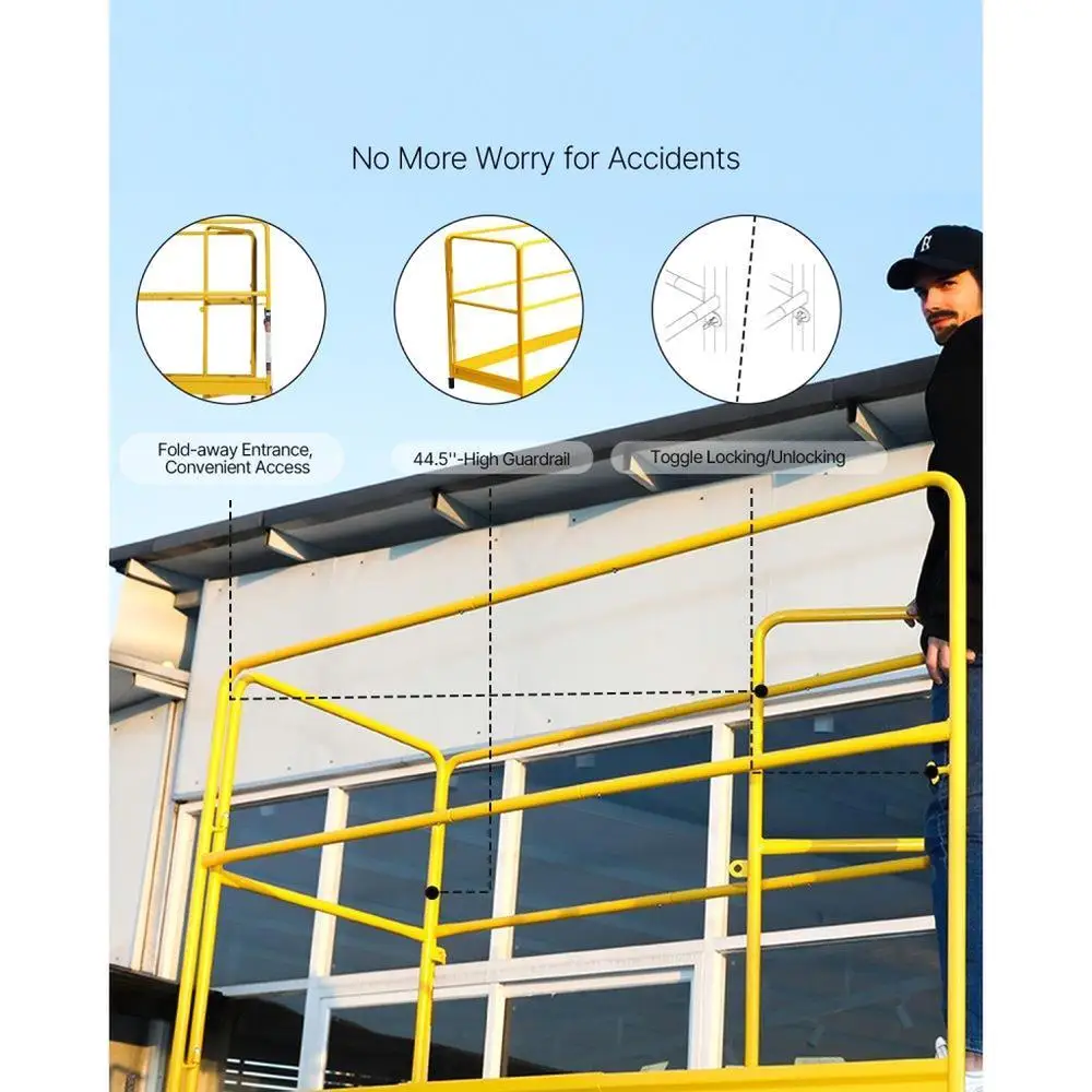 6ft Yellow Safety Guard  System for baker Style Scaffolding Durable Construction Site Safety Equipment