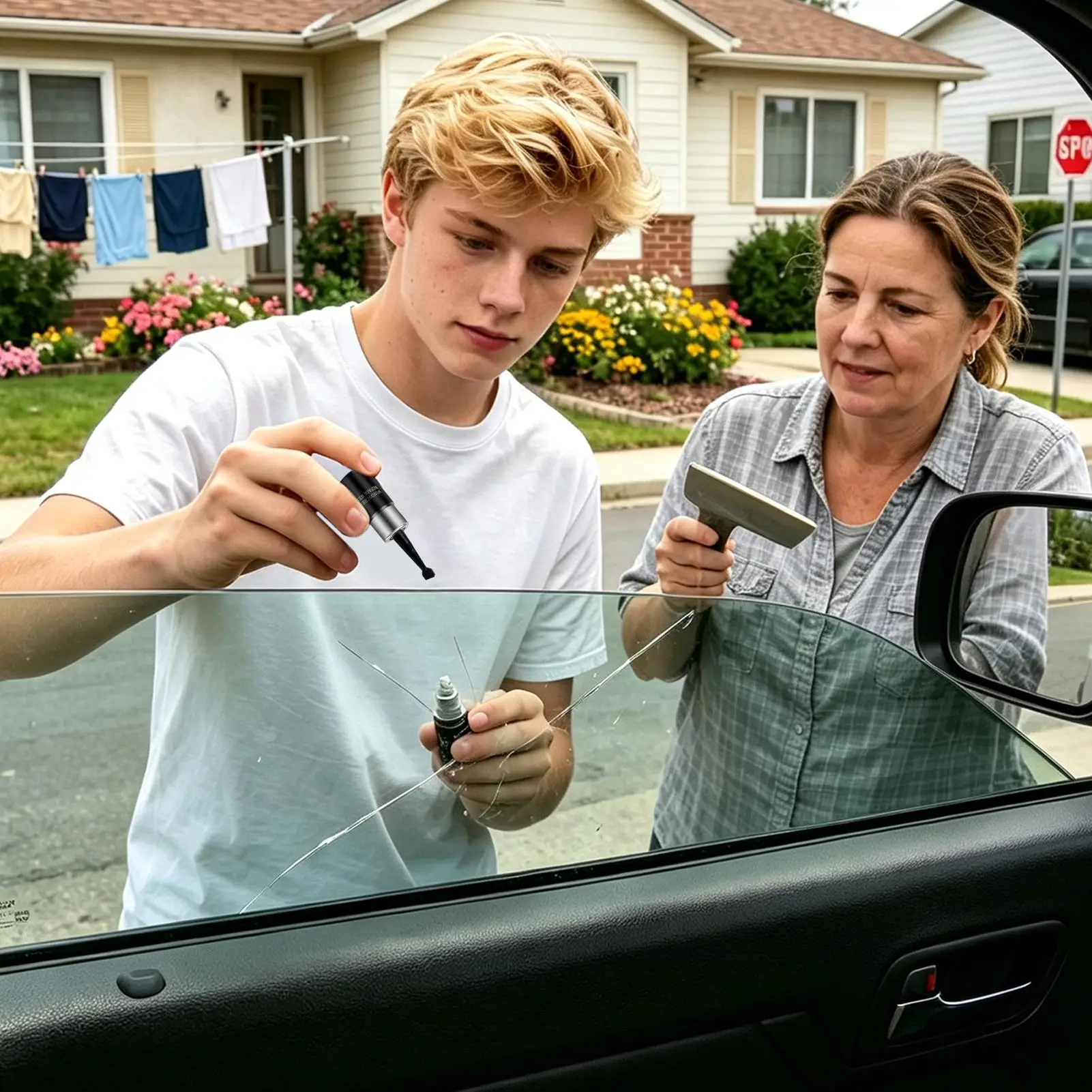 Glass Crack Repair Liquid Kit, Automotive Windshield & Mirror Sealant Filler, DIY Window Repair Coating for Home Rearview Glass