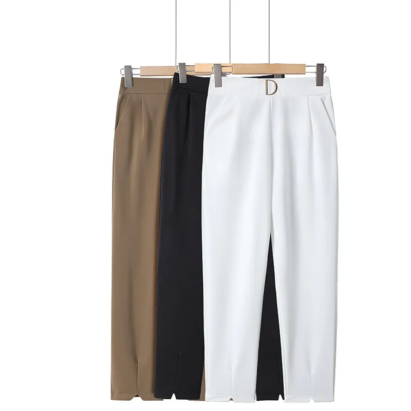 

Spring and summer Fashion High Waist Chic Office Ladies Elegant Straight Harem Suit Pants Women Slim All Match Trousers