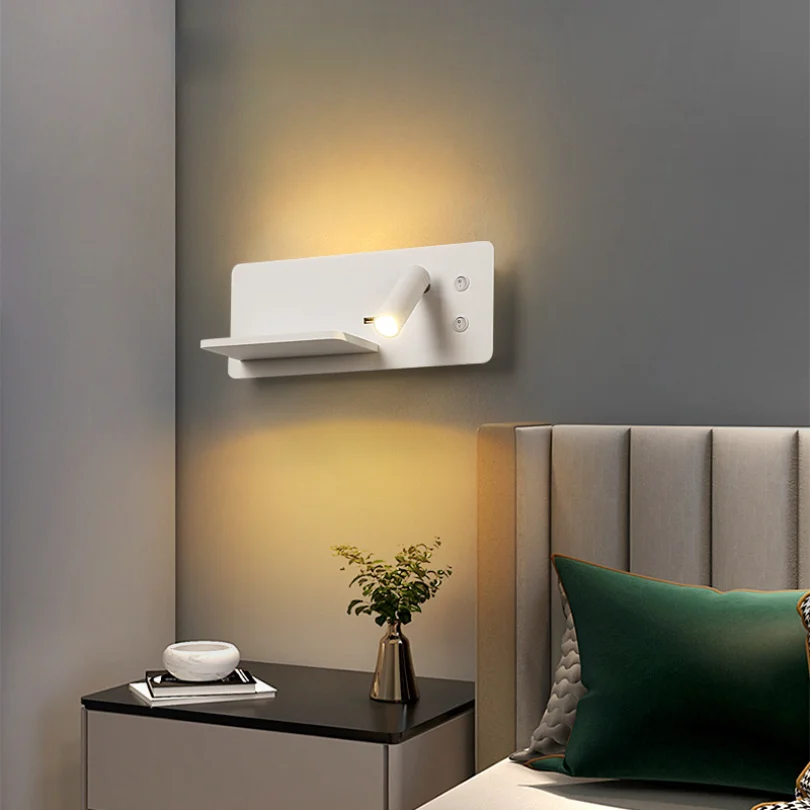 carregamento sem fio led wall sconce light lampada moderna para o quarto cabeceira hotel rotacao iluminacao de leitura usb charge decoracao 01