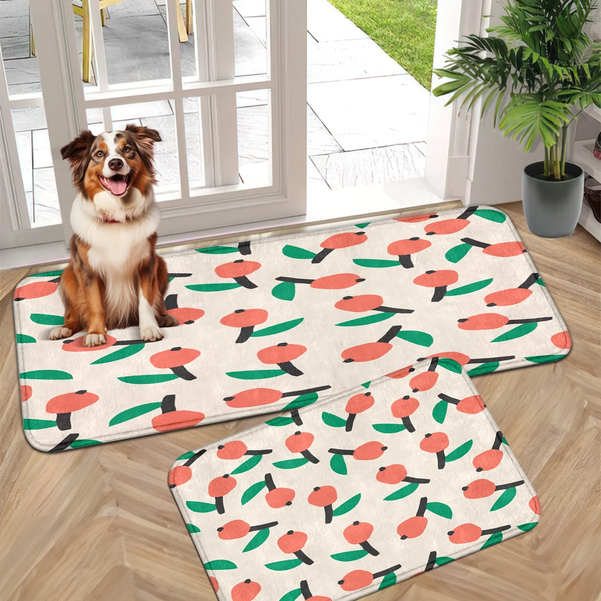 Christmas Halloween Fresh Fruit Letter Print Flannel Area Rug, 1.2cm Thick Fluffy Cushioned Floor Mat, Machine Washable Cute Decor Doormat for Entryway Kitchen Bedroom Hallway Multi Style Holiday Daily Indoor Home Decor Carpet