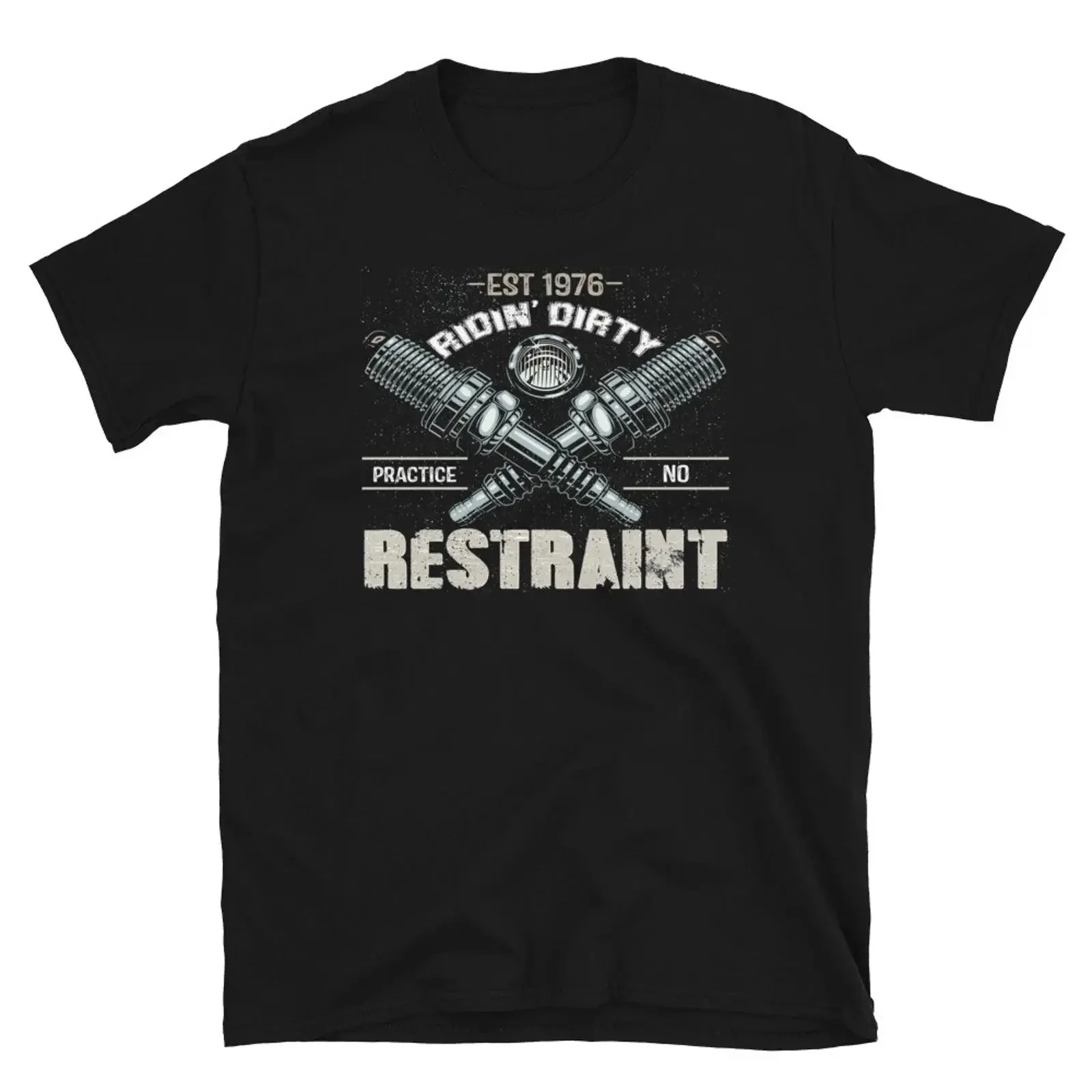 Chopper Cruiser Motorbike No Restraint Sparkplugs Biker T Shirt vintage Washed Soft Top For Everyday Wear graphic Unisex Casual