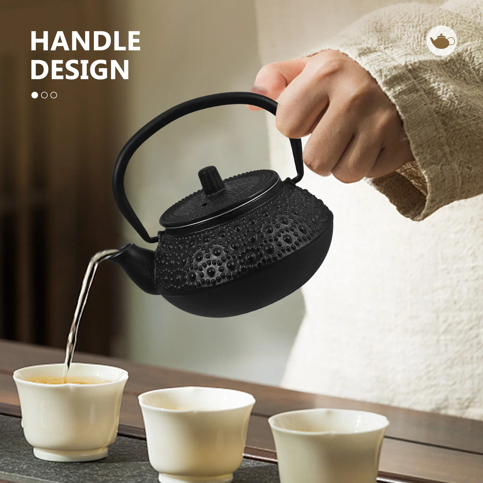 

0.3L Cast Iron Teapot Sturdy Small Tea Kettle for Loose Leaf Brewing Elegant Stovetop Kitchen Use Japanese Style Tea Pot with
