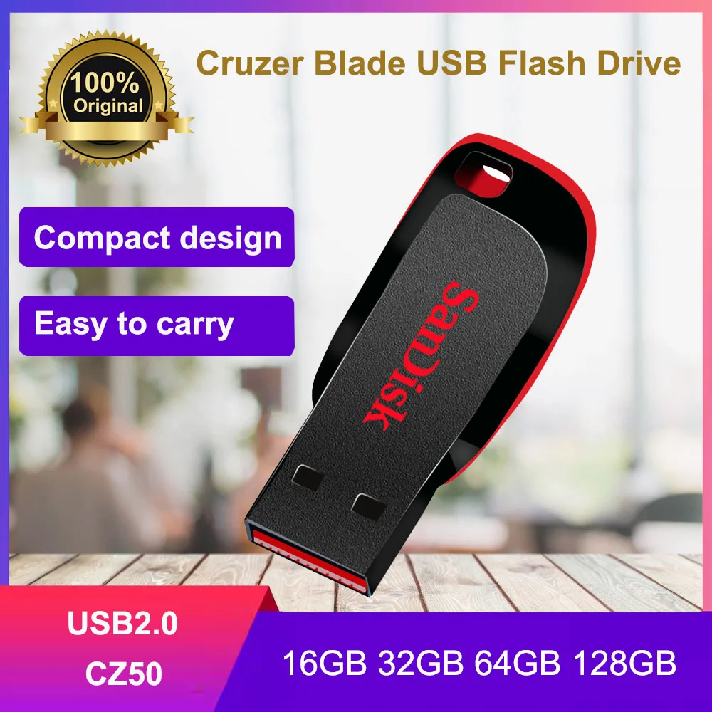 100% Original SanDisk 16GB USB Flash Drive 32GB USB Disk 64GB 128GB USB2.0 Pen Drive Pendrive Memory Stick U Disk for computer