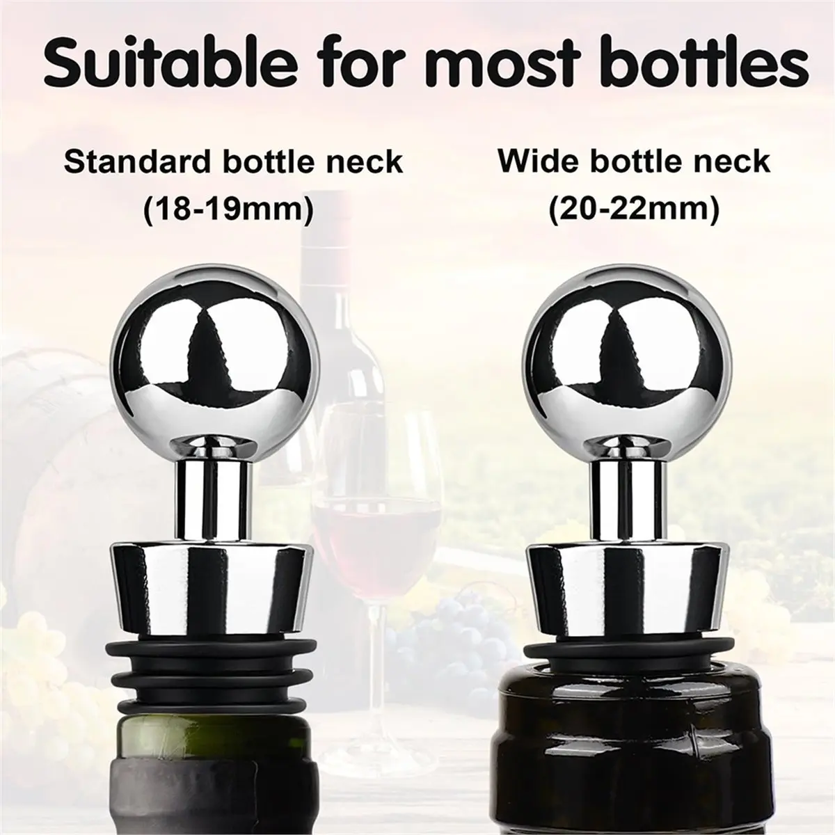 A890K 3-Pack Vacuum Wine Stoppers with Silicone, Leakproof and -Keeping, Suitable for Standard Wine Bottles (Silver) SUMMER