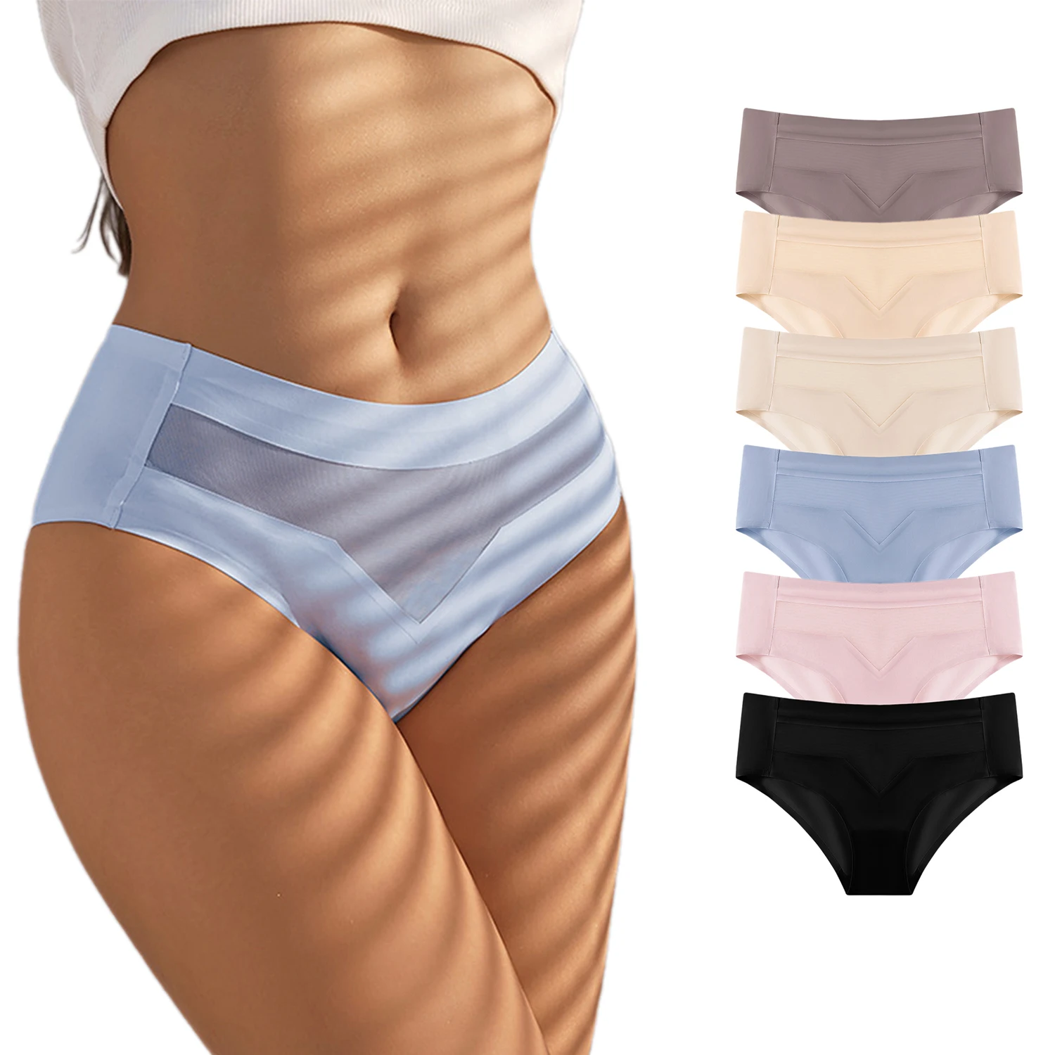 

Seamless Underwear for Women No Show Panties Invisibles Briefs Soft Stretch Bikini Underwears 4 Pack