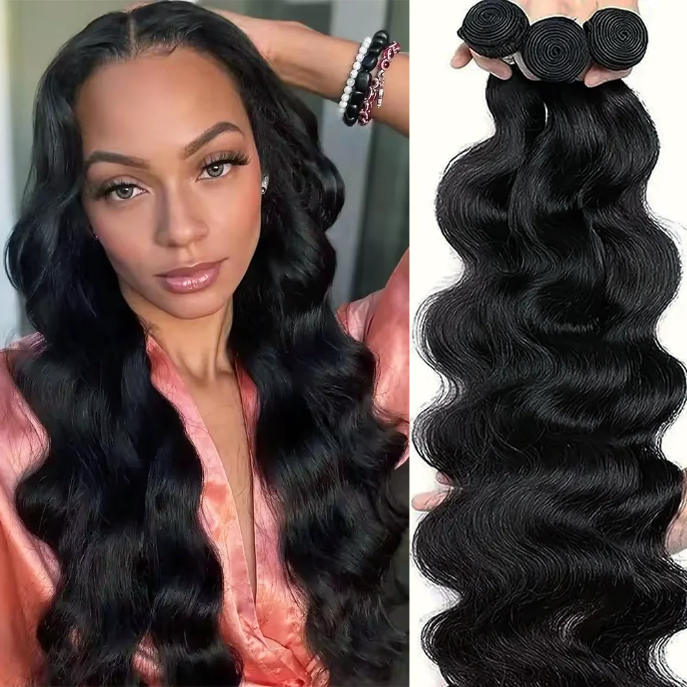 

Наборы из 1/3/4 пучков бразильских волнистых волос Body Wave 20-40 дюймов, необработанные, натуральные, двойной вытяжки, для наращивания, для женщин