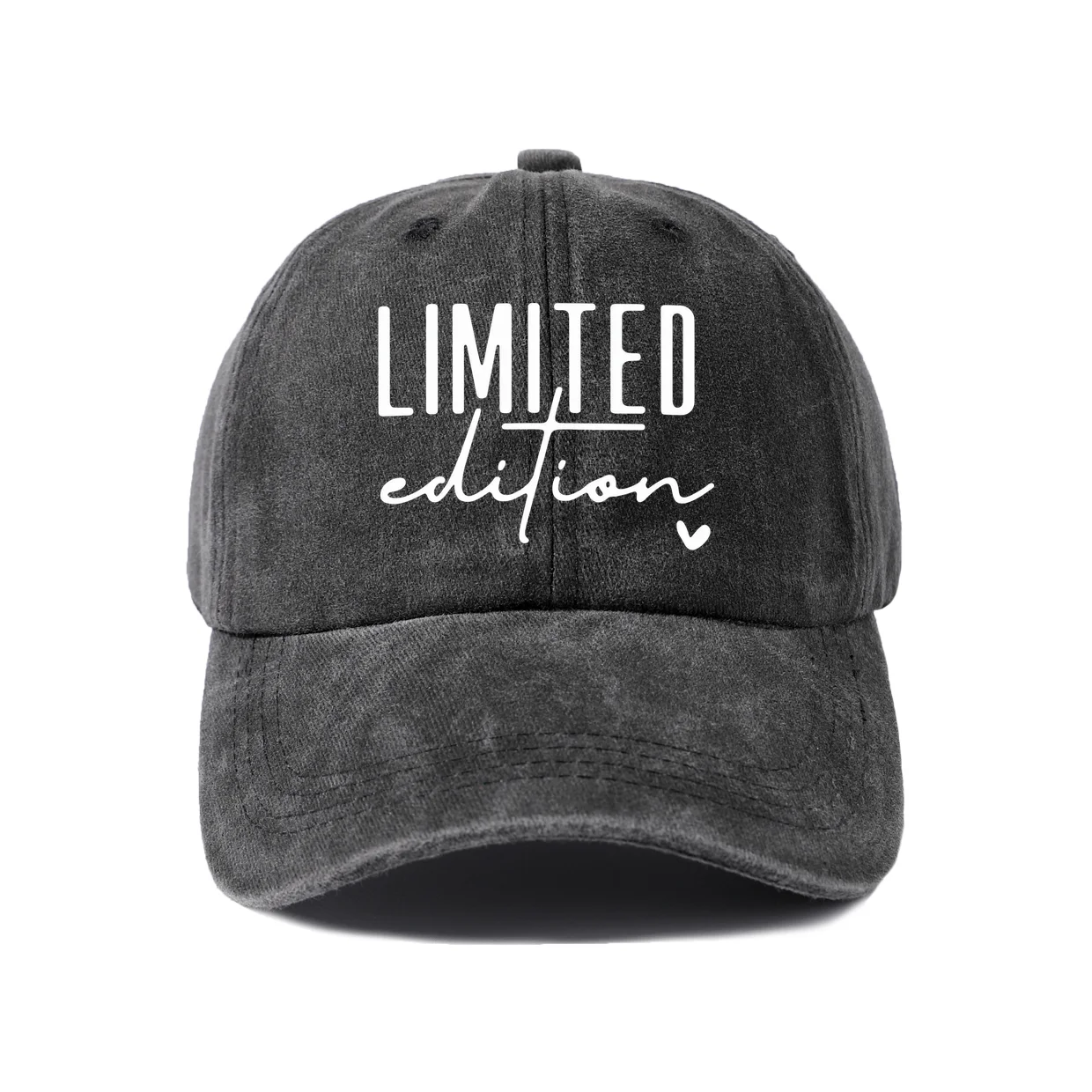 Limited Edition Script Graphic Baseball Cap, Vintage Washed Adjustable Unisex Dad Hat, Everyday Gift