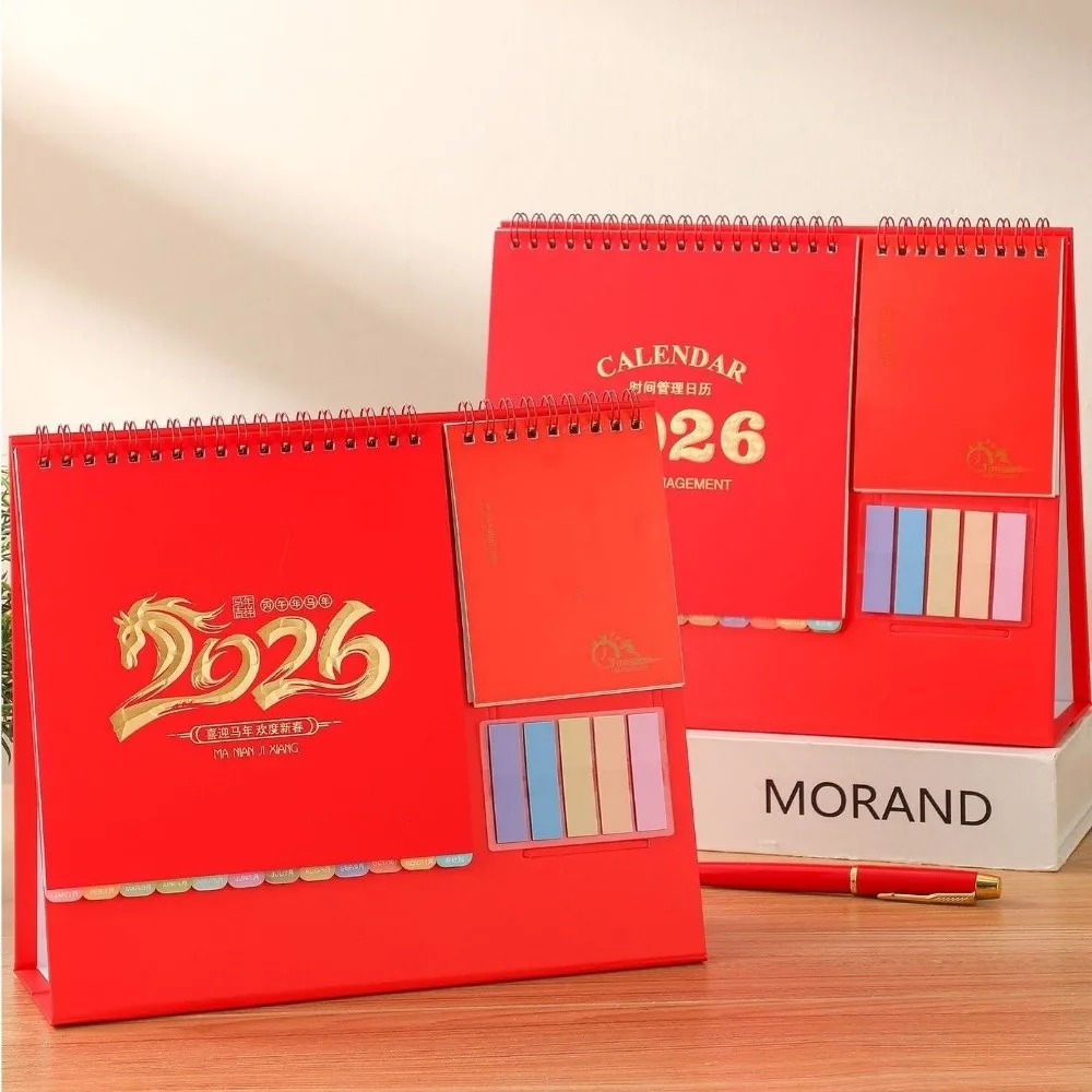 

Standing 2026 Desktop Desk Calendar Thick Paper Time Management Table Calendar Foldable Memo Function Writeable Calendar
