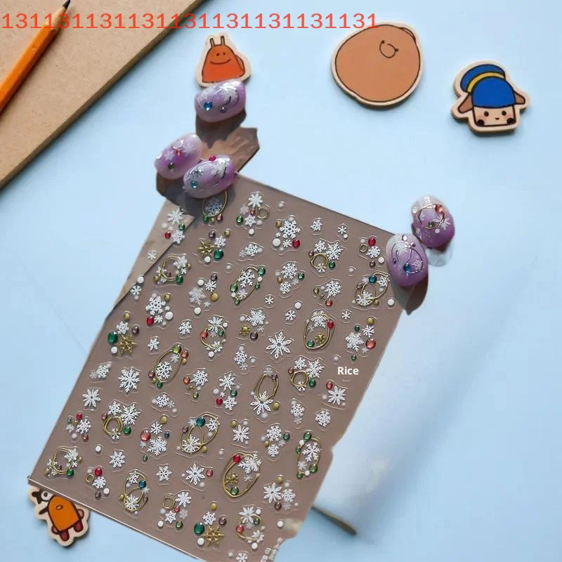 جميلة عيد الميلاد نمط نابضة بالحياة البولكا نقطة الثلج مسمار ملصقات فنية المرأة مسمار الفن طباعة تنقش ملصقات لهجات الأظافر الموسمية #5