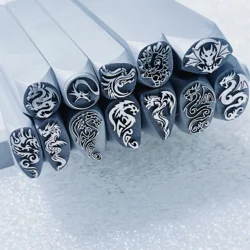 Dragon Design Metal Stamping Kit Jewelry Punching Tool Silver Leather Gold Logo Custom Steel Stamps Clay Puncher Emboss Pressing