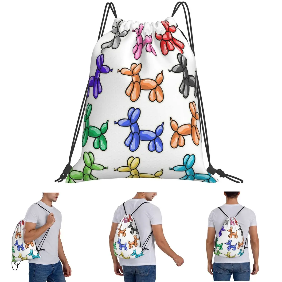 Balloon Dogs Backpacks Multi-function Drawstring Bundle Pocket Sundries Bag Book Bags for Man Woman Students