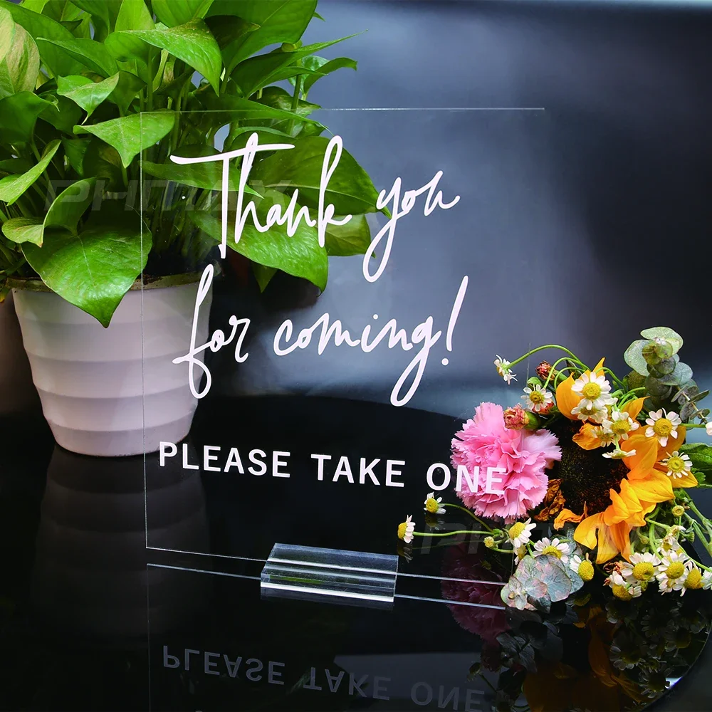 

Thank You For Coming Favors Please Take One Clear Glass Look Acrylic Wedding Sign Dessert Table Plexiglass Perspex